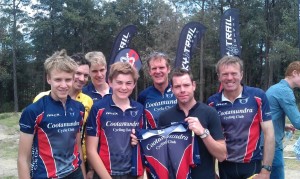 Tom Meares, Hamish Nott, George Baldry, Tim Meares, Cadel Evans and Charlie Baldry